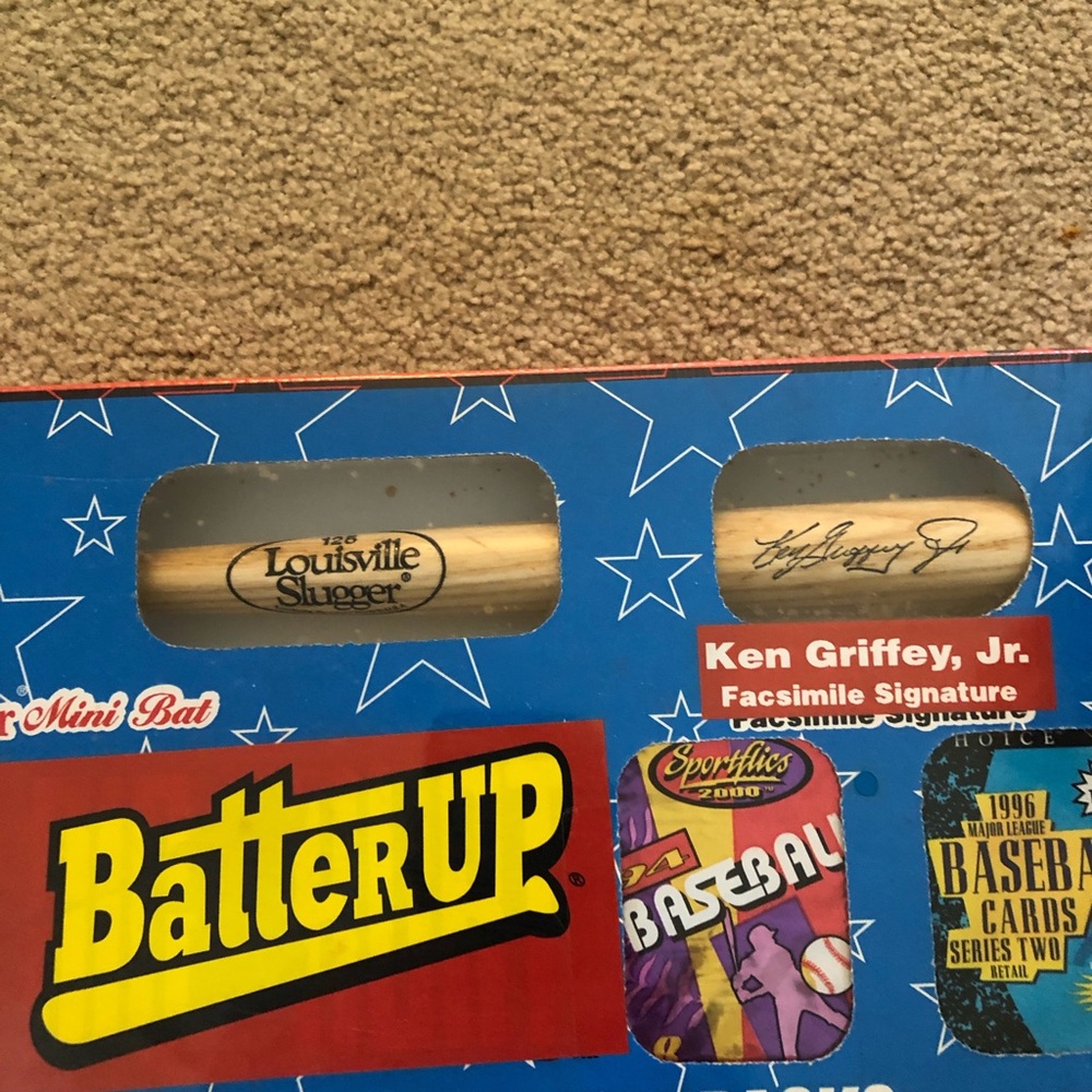 New 2 pack Louisville Slugger Mini Bat - Natural Wood with cards set